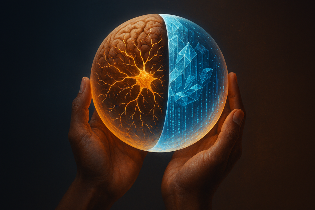 rofessionista che analizza dati generati dall'intelligenza artificiale in ufficio.