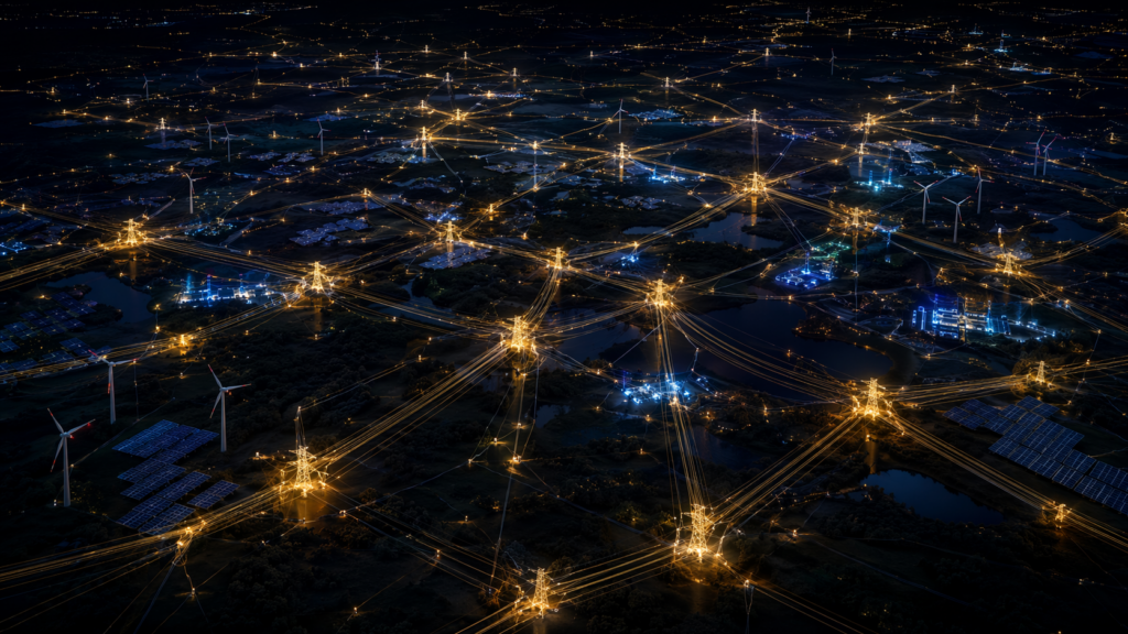 Rete elettrica intelligente gestita da algoritmi AI — analisi governance Adytum AI